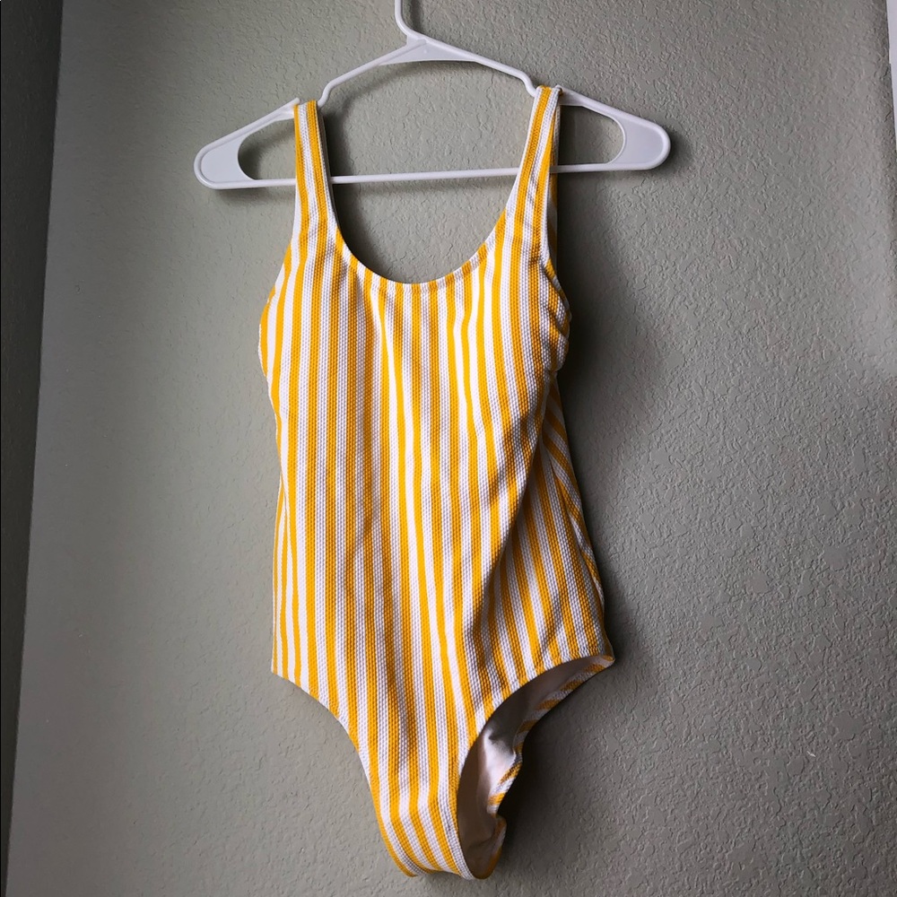 Xs yellow striped one-piece